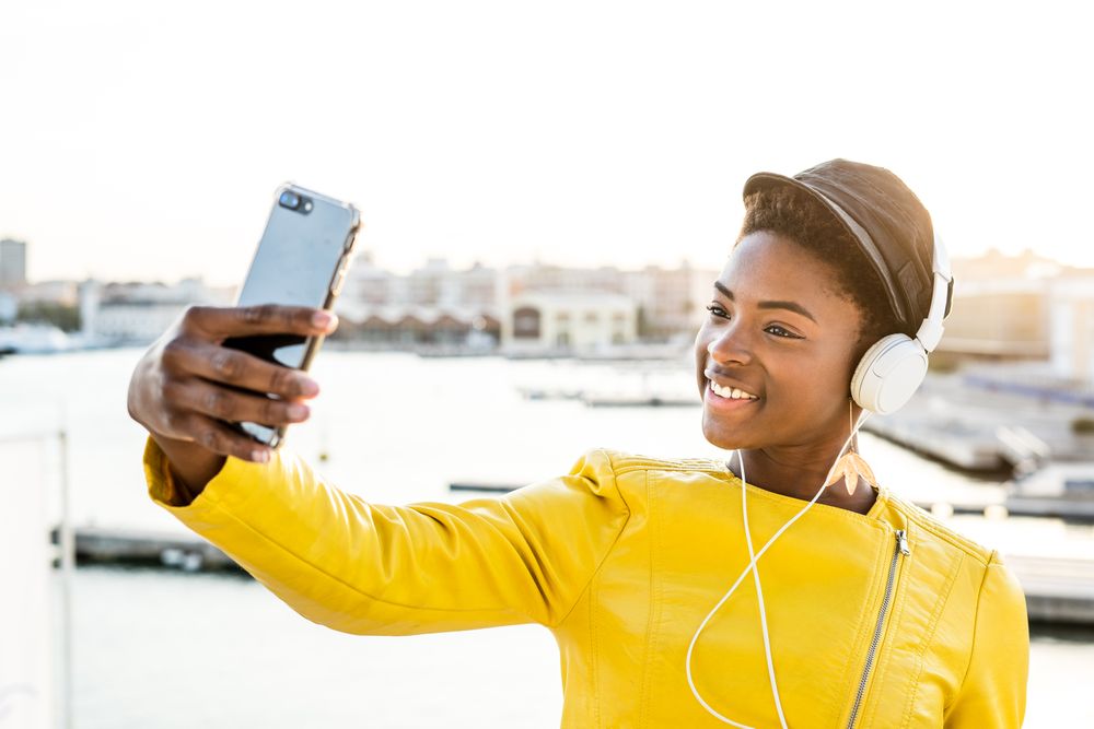 Black woman using mobile phone