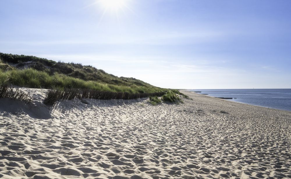 Beach landscape under the mid day sky