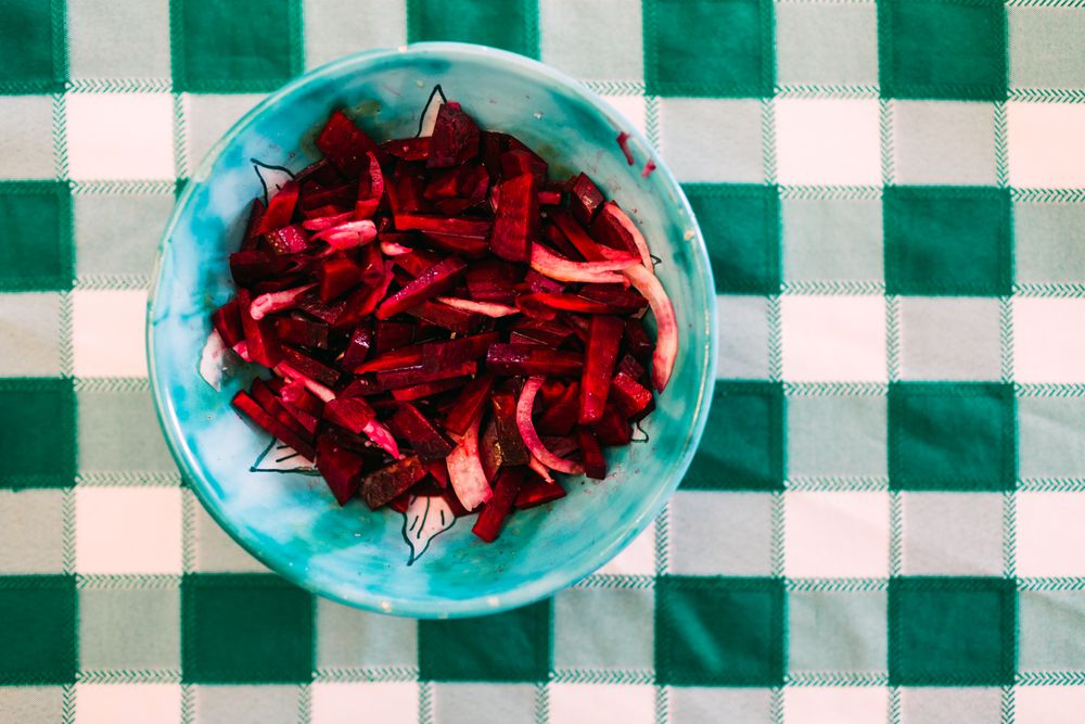 Bowl with healthy beetroot salad