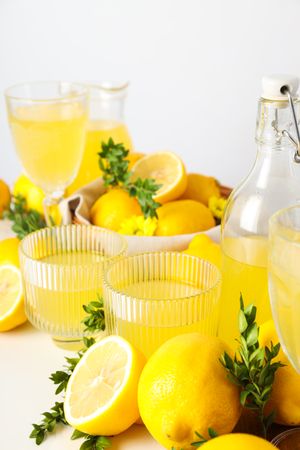 Concept of fresh summer drink - Limoncello cocktail