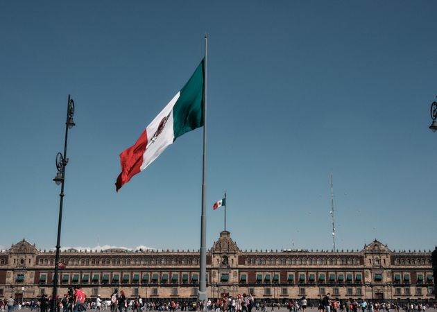 Large Mexican flag in Zocalo Square