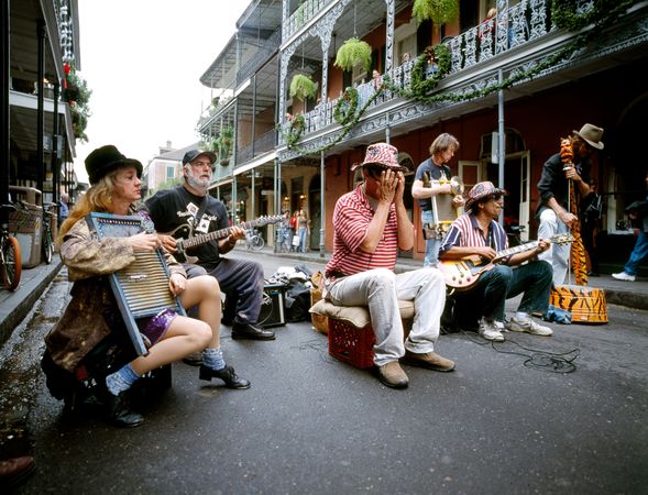 A street band on Bourbon Street, New Orleans, Louisiana