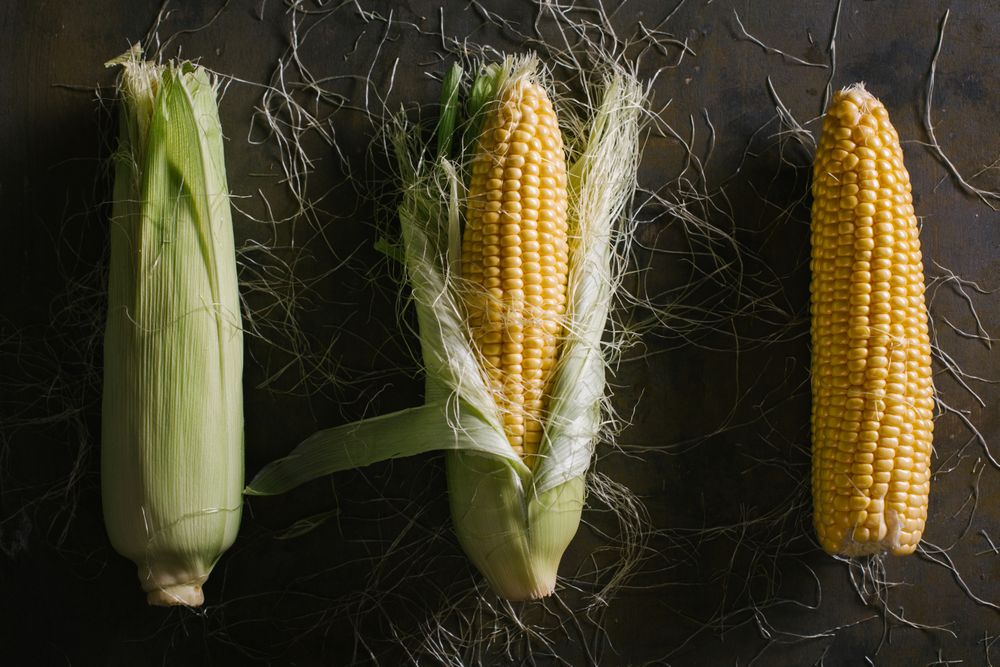 Phases of fresh corn peeling