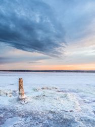 Stick on salt mine during sunset