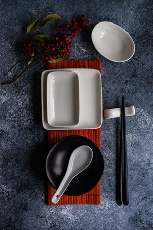 Asias table setting with chopsticks