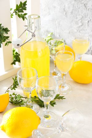 Concept of fresh summer drink - Limoncello cocktail