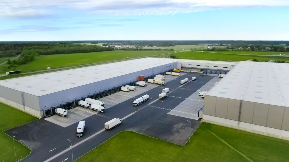 Aerial Shot of Industrial Warehouse