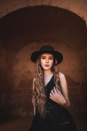 Elegant female in ancient fortress