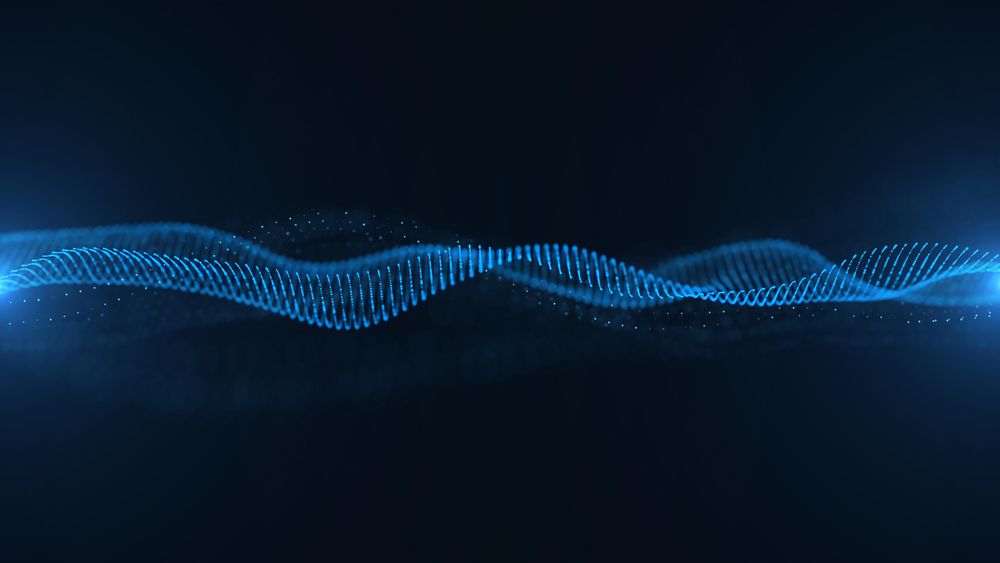 Close up of glowing blue soundwaves