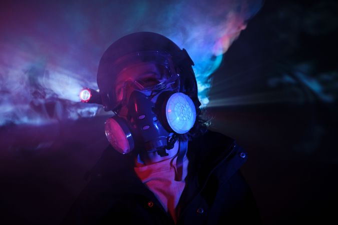 Boy robbing dark mint with smoke
