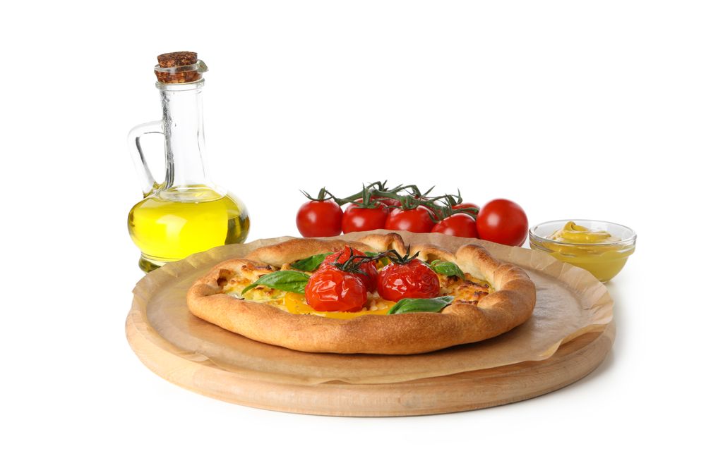 Concept of tasty food, Vegetable galette, isolated on light background