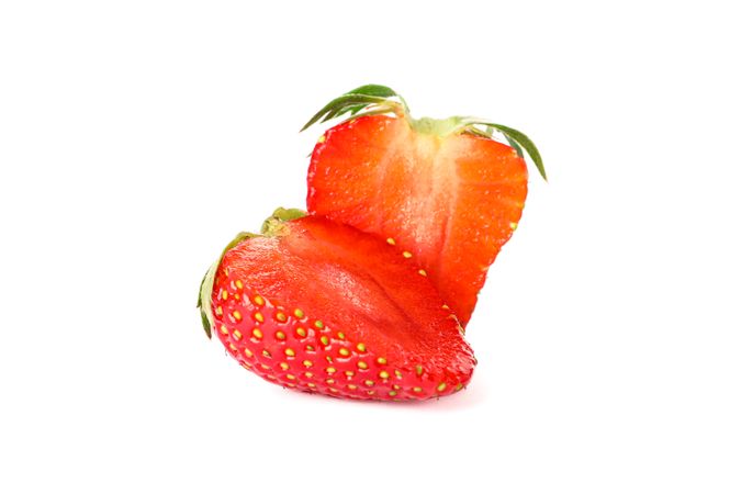 Strawberries isolated on light background. Summer sweet fruits and berries