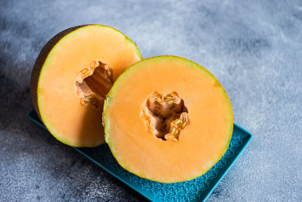 Halved cantaloupe