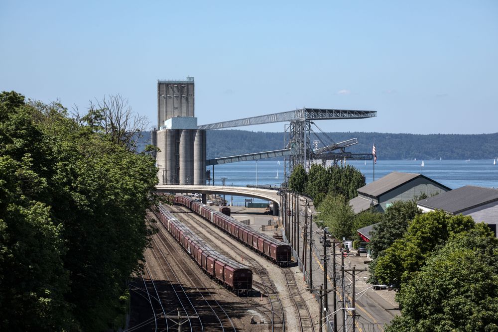 Train yard on the waterfront Tacoma, Washington