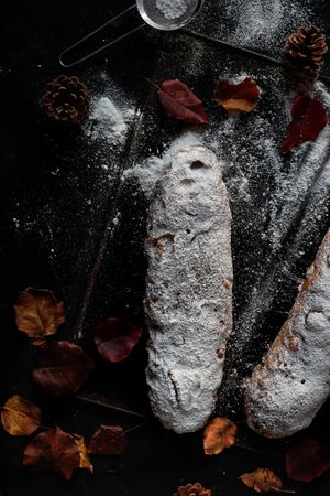 Stollen with powdered sugar