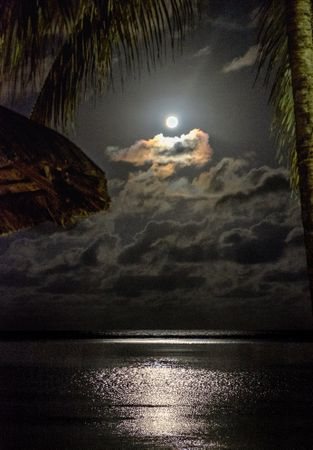 Bright full moon above the Indian Ocean