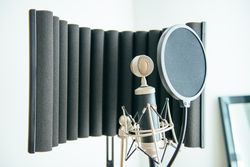 Close up of microphone used for recording singing