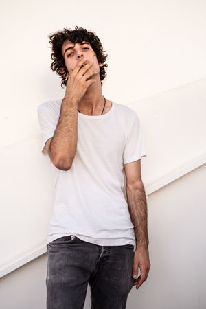 Adult smoker looking at camera