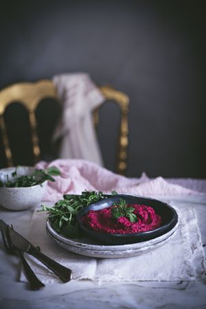 Hummus on plate