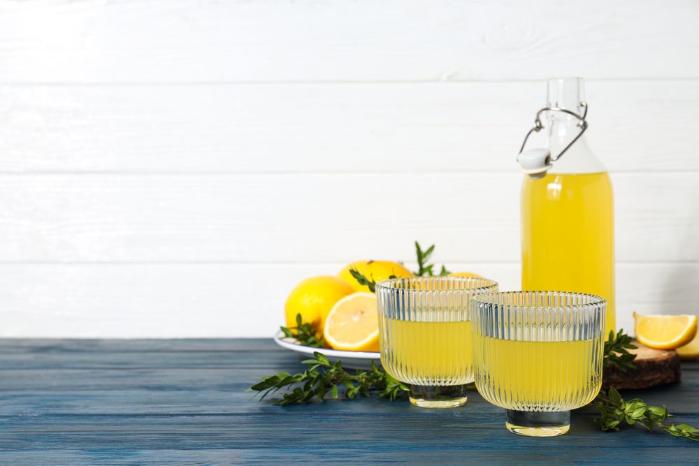 Concept of fresh summer drink - Limoncello cocktail