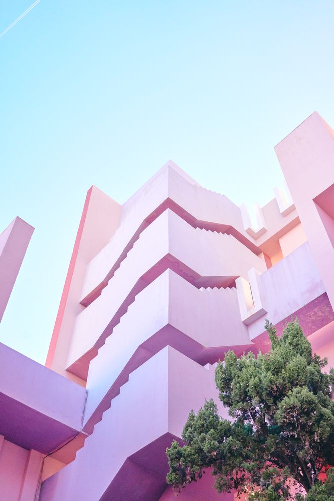 Pink construction with stairs and floors