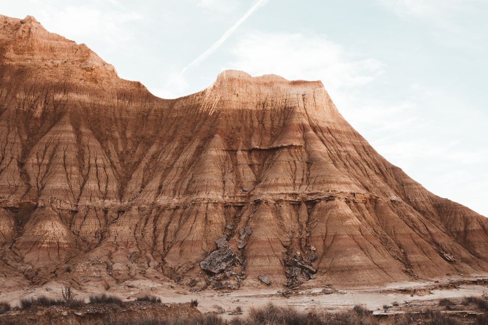 Picturesque sandy cliffs in sunlight