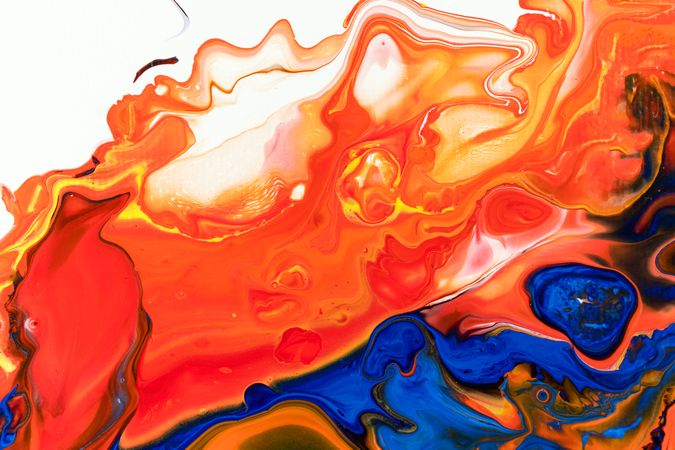 Fluid Art in Red And Blue Abstract Acrylic Pouring