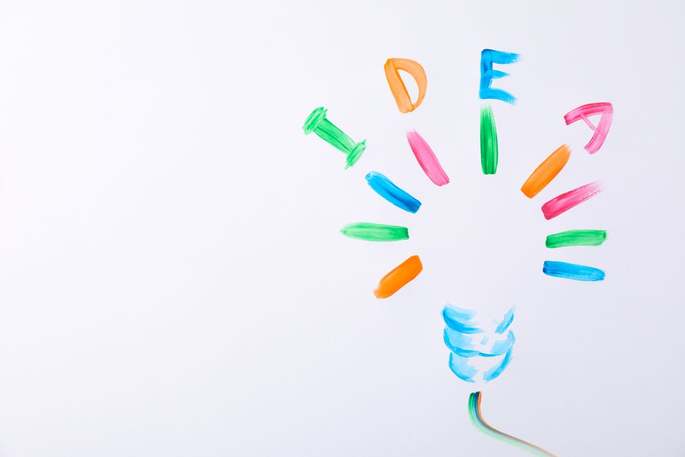 Drawn light bulb and inscription Idea on blank background, space for text