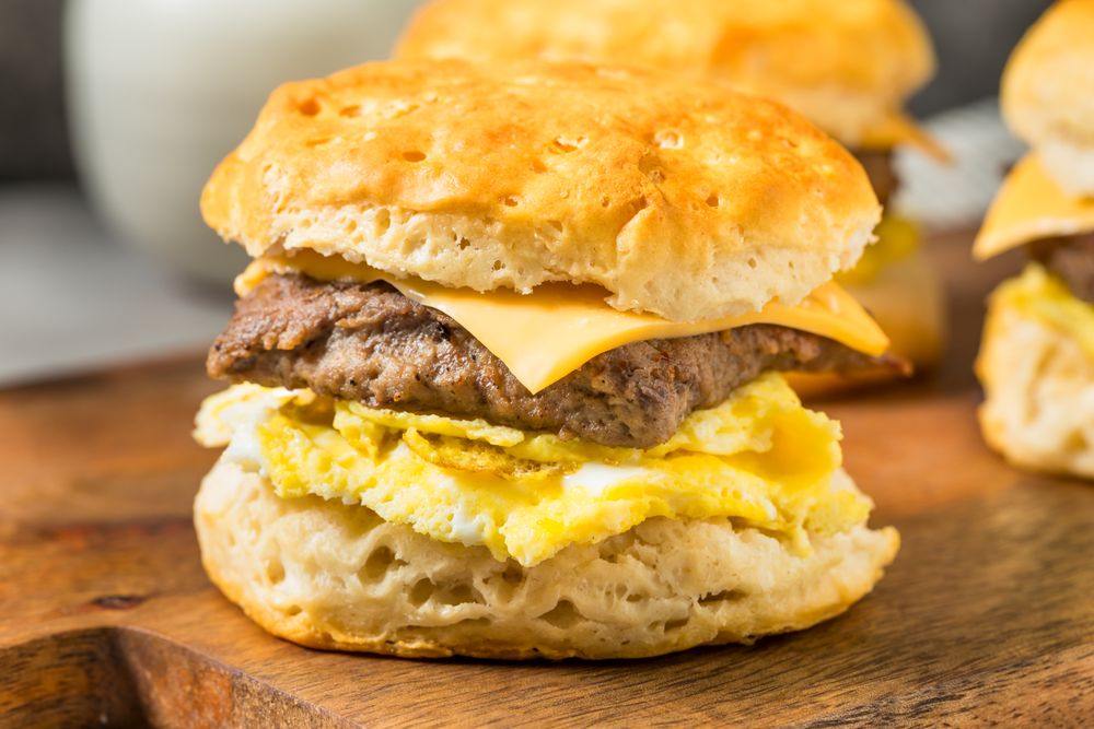 Homemade Sausage Egg Biscuit Breakfast Sandwich