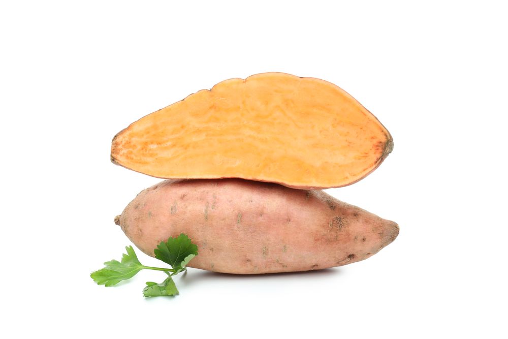 Concept of vegetables, sweet potato, isolated on blank background