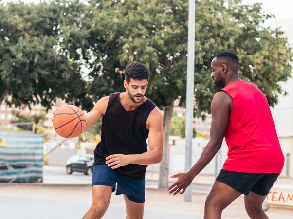 Men Dominating the Basketball Court
