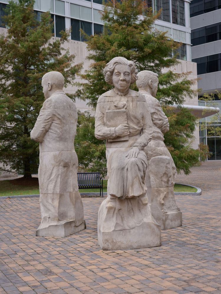 Statue of three prominent Mississippians in Jackson, Mississippi