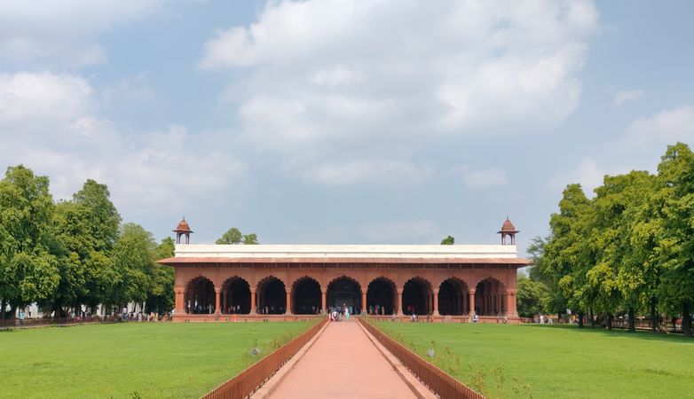 Front view of Diwan-i-Aam at the Red Fort in New Delhi