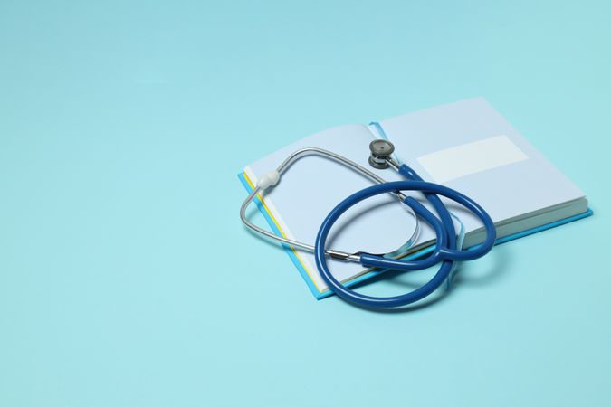 Concept of medical education and books, space for text