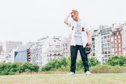 Sportsman standing on lawn