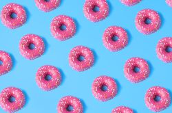 Pattern from fresh pink donuts