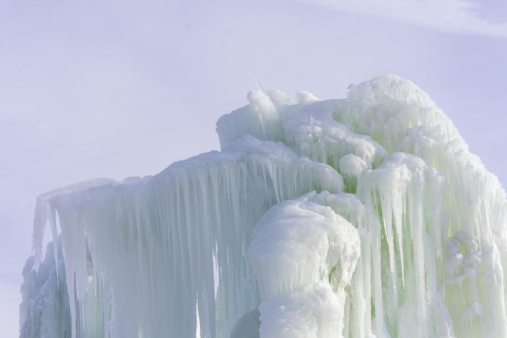 Ice sculptures on an overcast winter day in Wisconsin