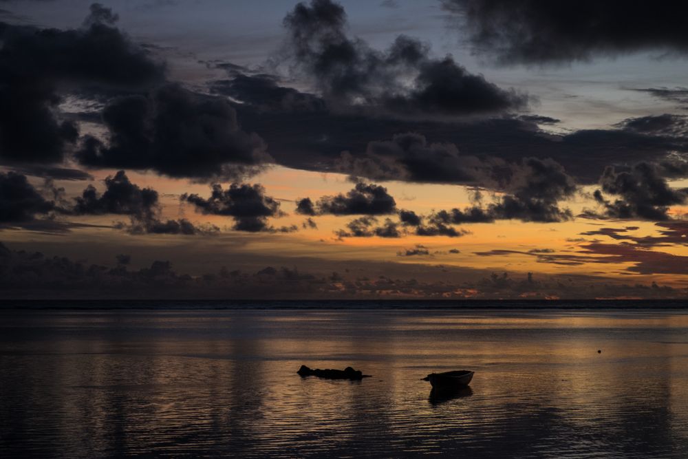 Orange and purple sunrise in Mauritius