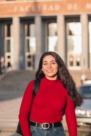 Student woman portrait smiling and posing