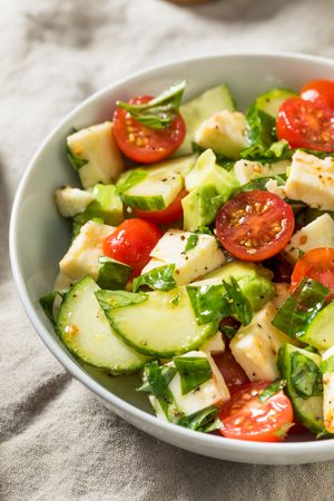 Healthy Homemade Avocado Cucumber Caprese Salad
