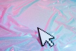 Iridescent neon on gradient foil with mouse arrow