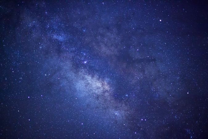 Starry night sky and milky way galaxy with stars and space dust in the universe