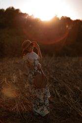Woman walking in field
