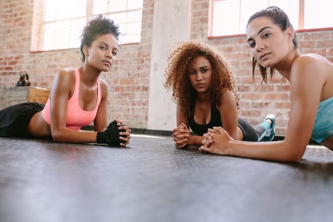 Group of female friends in gym