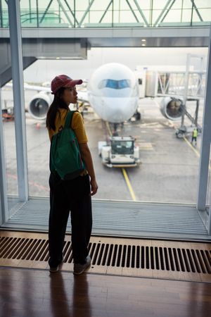 Woman waiting at airport