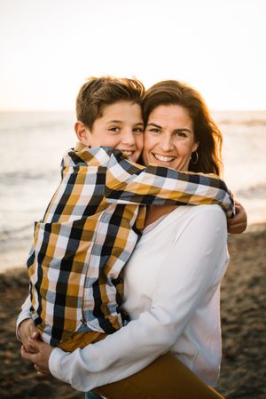 Mother with her son at beach