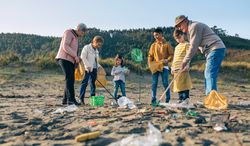 Volunteers preparing to clean the beach