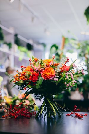 Colorful bouquet standing on a counter