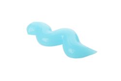 Blue squeezed toothpaste isolated on light background