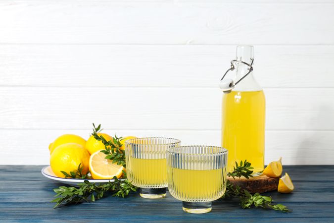 Concept of fresh summer drink - Limoncello cocktail